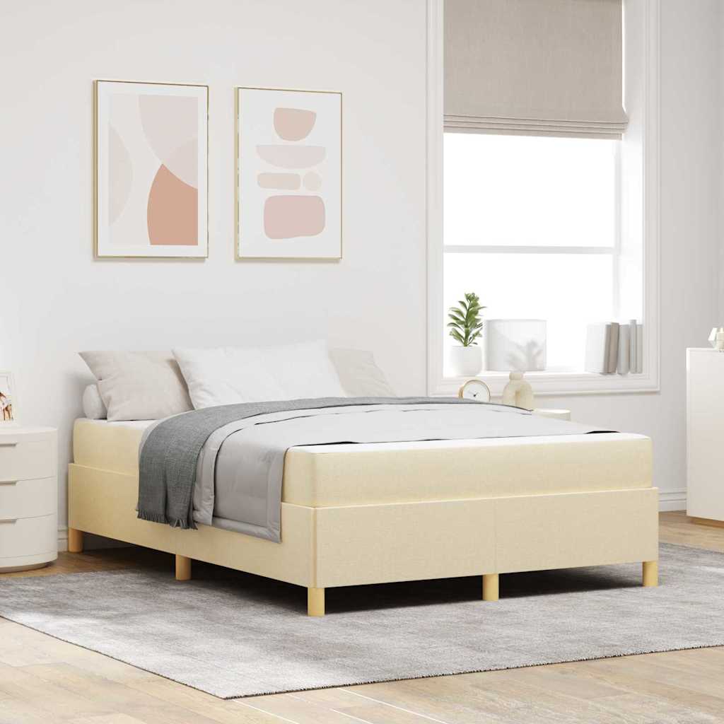 Struttura del letto con materasso Crema 140 x 190 cm Tessuto