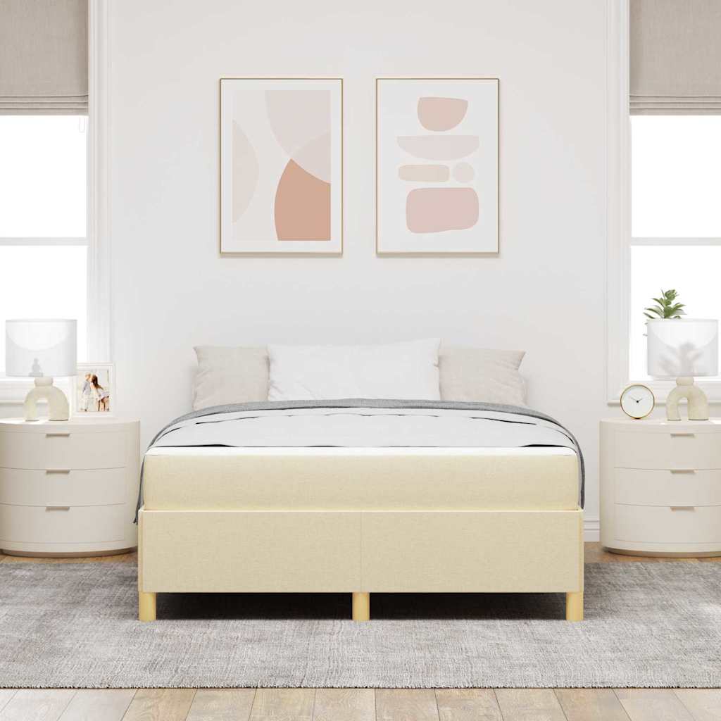 Struttura del letto con materasso Crema 140 x 190 cm Tessuto