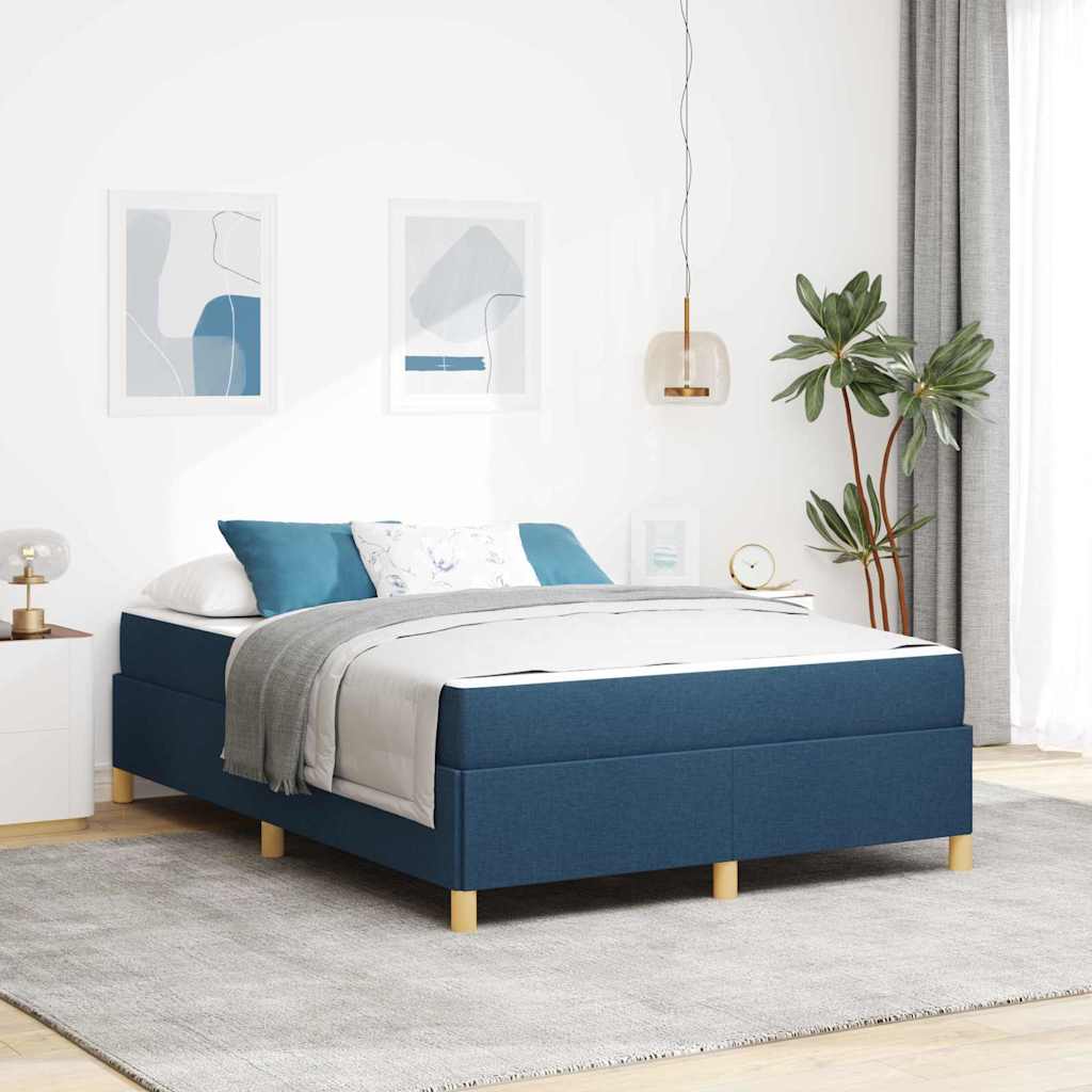 Struttura del letto con materasso Blu 140 x 190 cm Tessuto