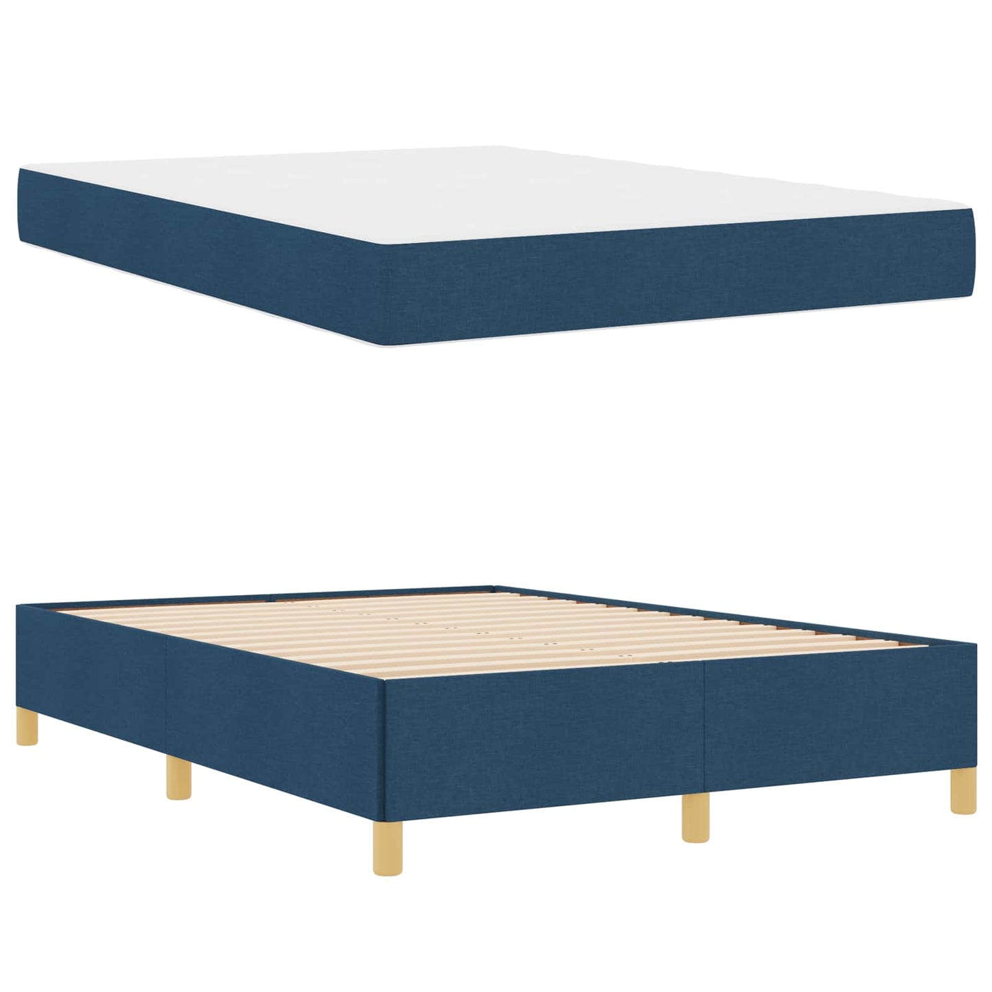 Struttura del letto con materasso Blu 140 x 190 cm Tessuto