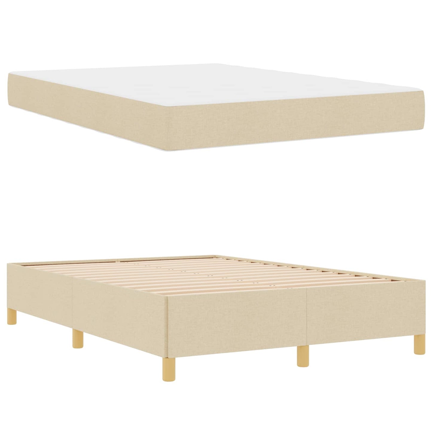 Struttura del letto con materasso Crema 140 x 200 cm Tessuto
