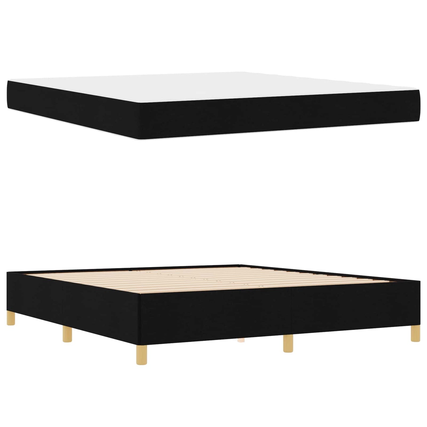 Struttura del letto con materasso Nero 180 x 200 cm Tessuto