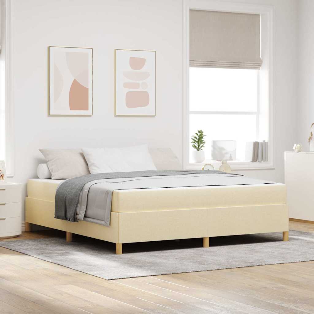 Struttura del letto con materasso Crema 180 x 200 cm Tessuto