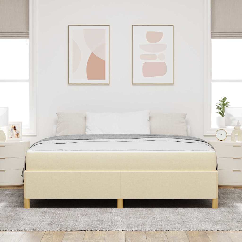 Struttura del letto con materasso Crema 180 x 200 cm Tessuto