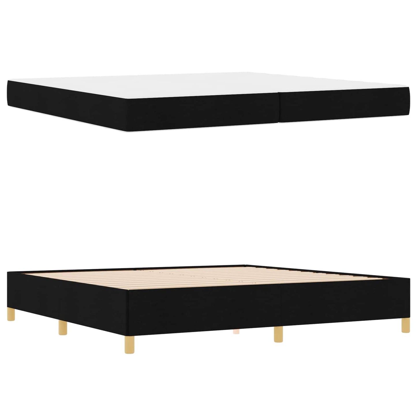 Struttura del letto con materasso Nero 200 x 200 cm Tessuto