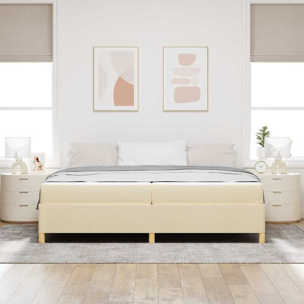 Struttura del letto con materasso Crema 200 x 200 cm Tessuto