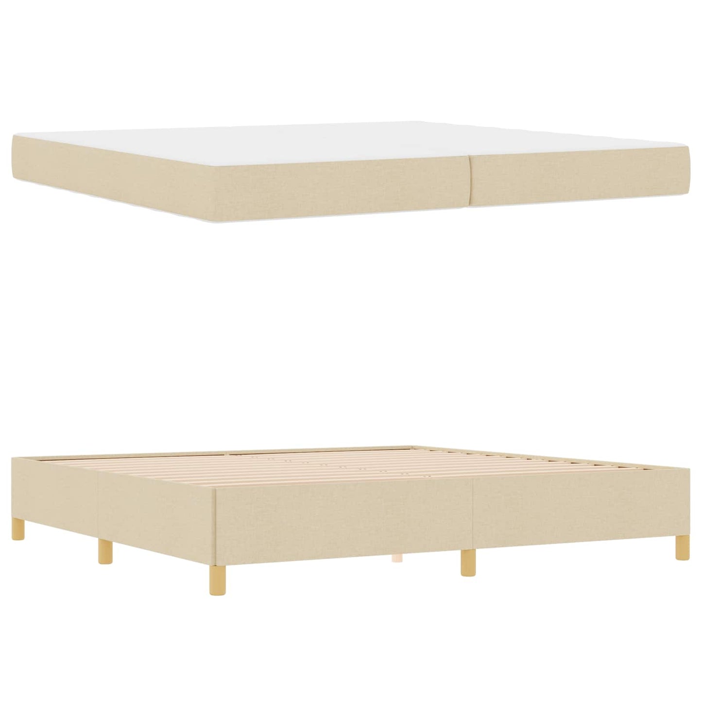 Struttura del letto con materasso Crema 200 x 200 cm Tessuto