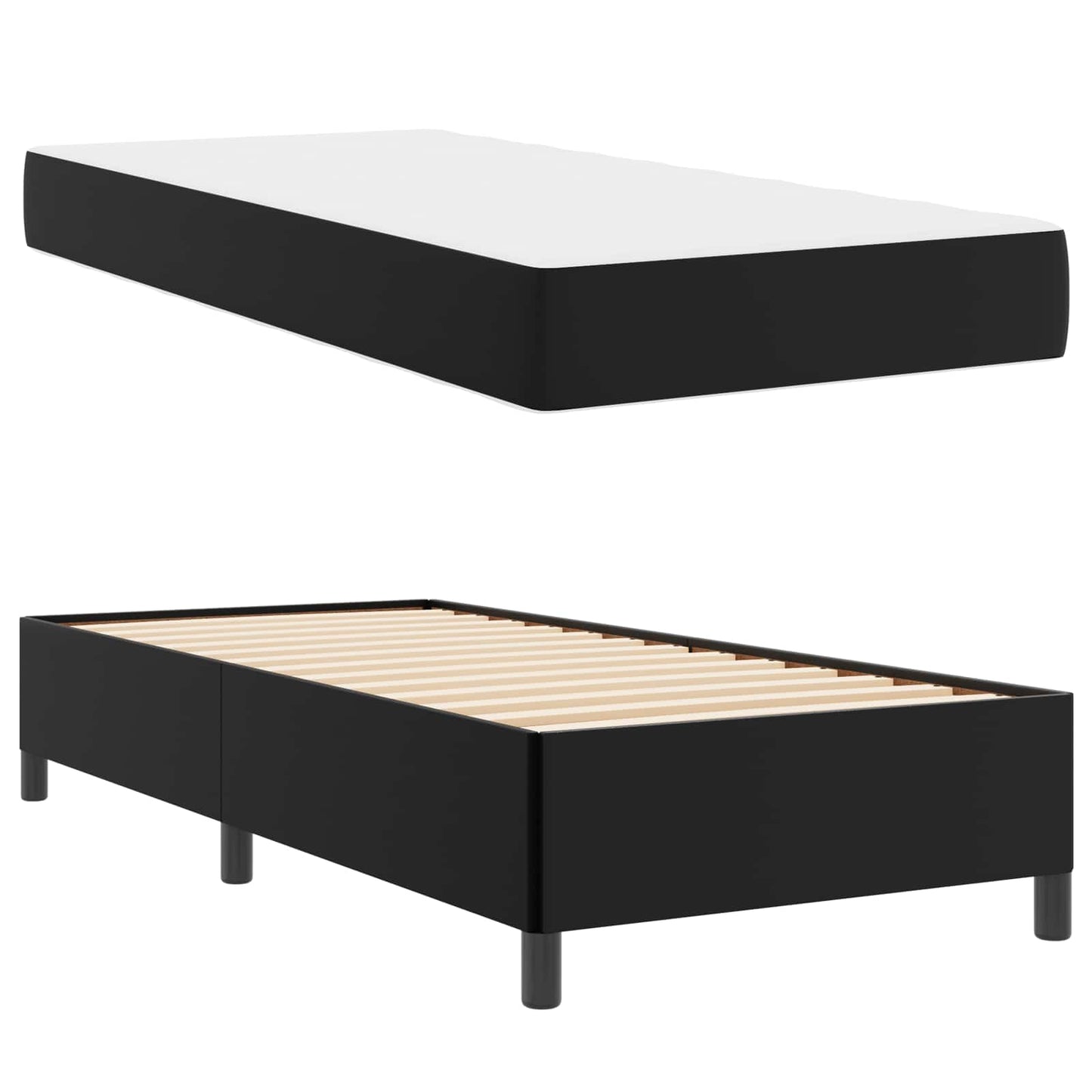 Struttura del letto con materasso Nero 90 x 190 cm Tessuto