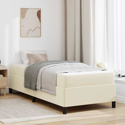 Struttura del letto con materasso Crema 90 x 190 cm Tessuto