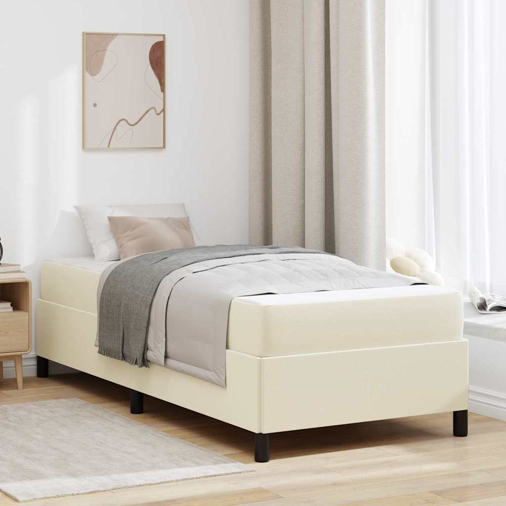 Struttura del letto con materasso Crema 90 x 200 cm Tessuto