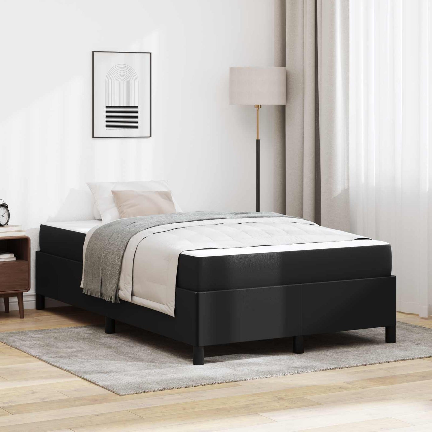Struttura del letto con materasso Nero 120 x 190 cm Tessuto