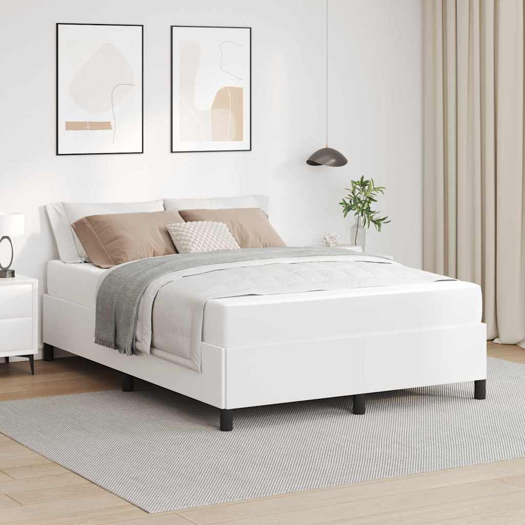 Struttura del letto con materasso Bianco 140 x 190 cm Tessuto
