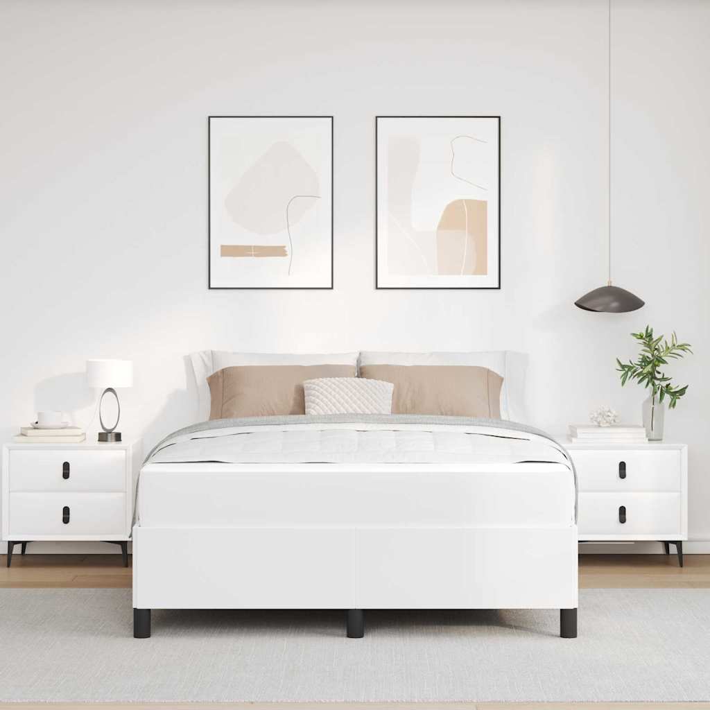 Struttura del letto con materasso Bianco 140 x 190 cm Tessuto
