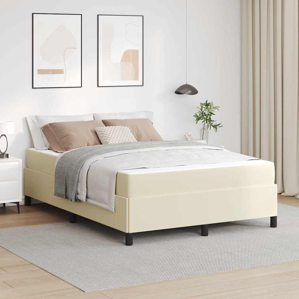 Struttura del letto con materasso Crema 140 x 190 cm Tessuto