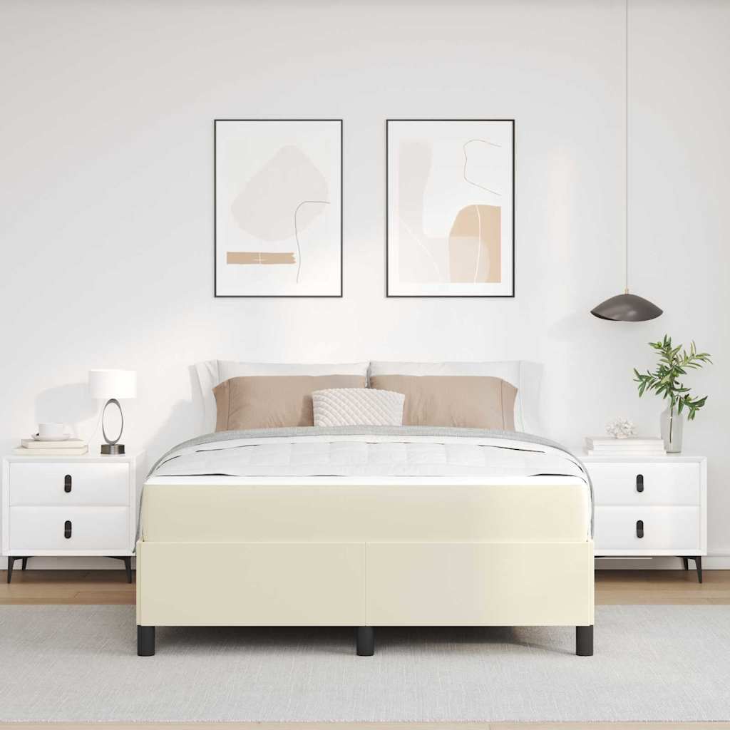 Struttura del letto con materasso Crema 140 x 190 cm Tessuto