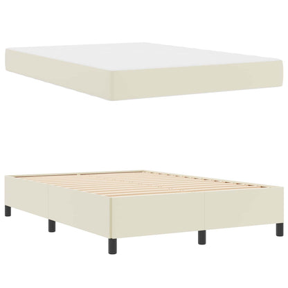 Struttura del letto con materasso Crema 140 x 190 cm Tessuto