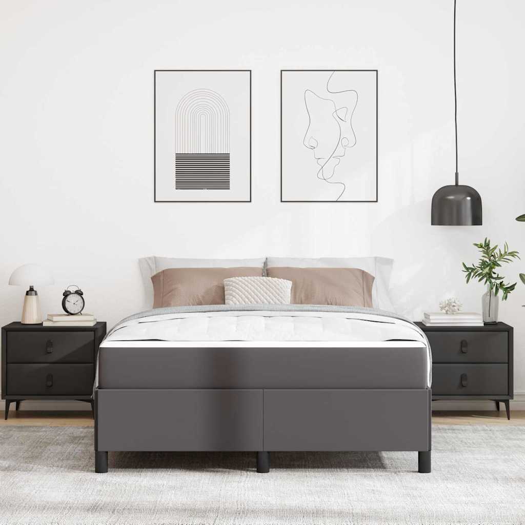 Struttura del letto con materasso Grigio 140 x 190 cm Tessuto
