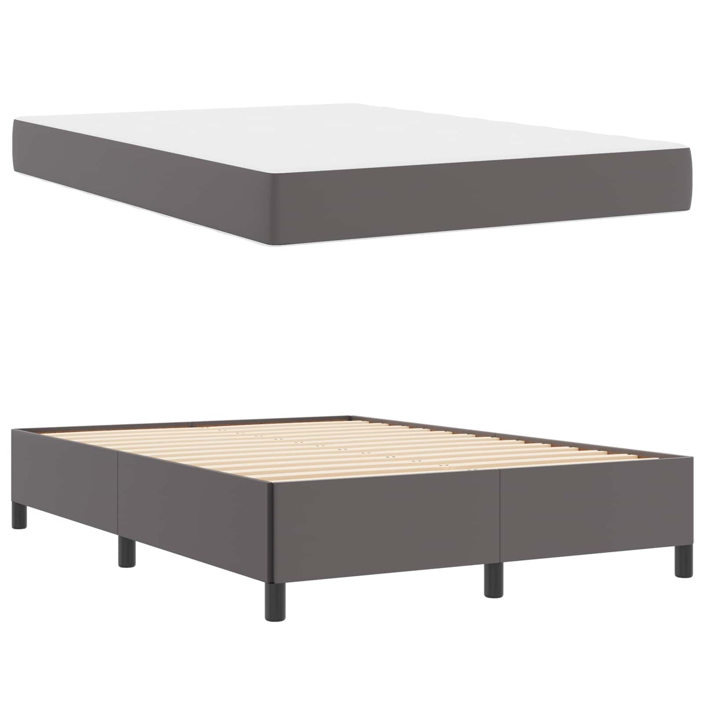 Struttura del letto con materasso Grigio 140 x 190 cm Tessuto