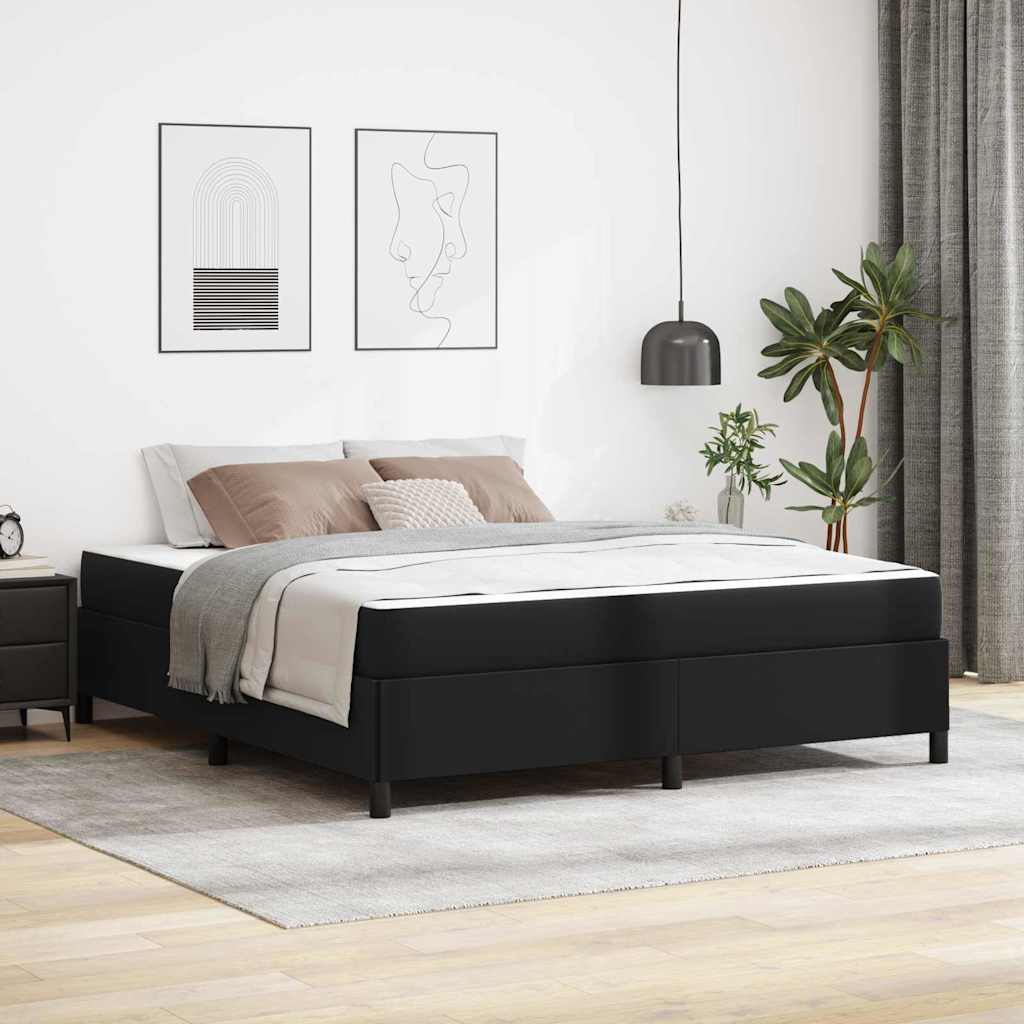 Struttura del letto con materasso Nero 180 x 200 cm Tessuto