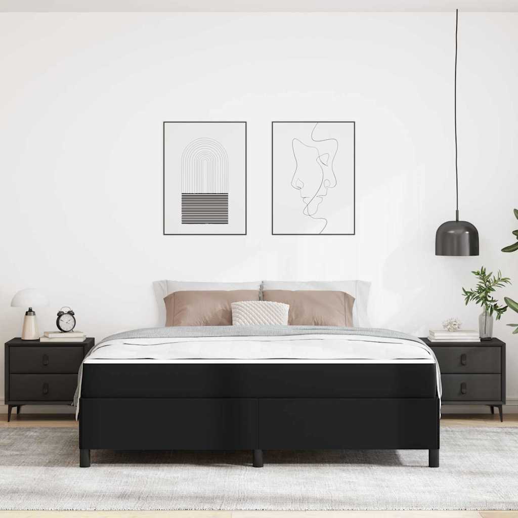 Struttura del letto con materasso Nero 180 x 200 cm Tessuto