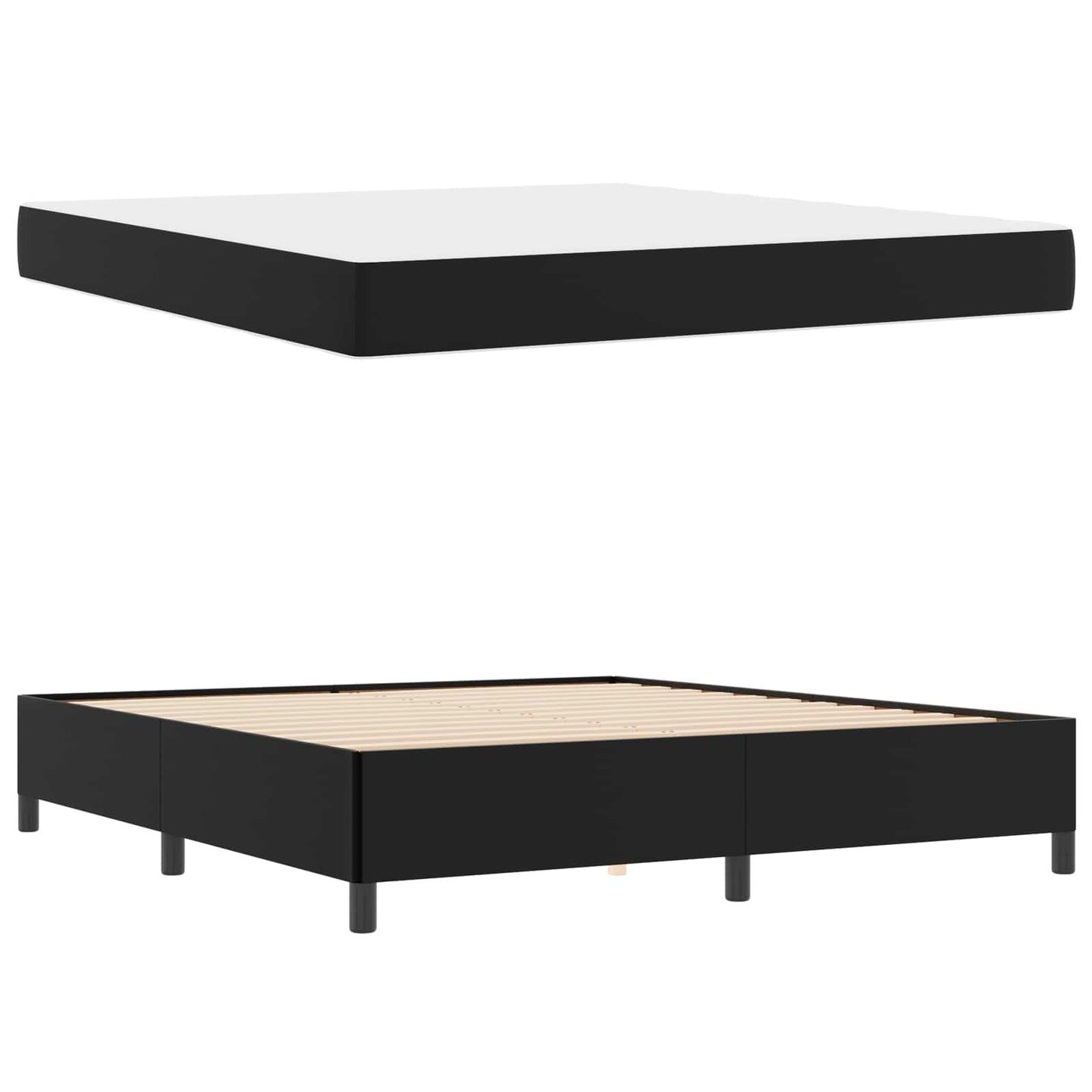 Struttura del letto con materasso Nero 180 x 200 cm Tessuto