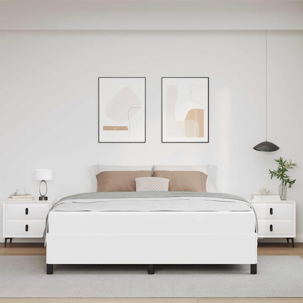 Struttura del letto con materasso Bianco 180 x 200 cm Tessuto