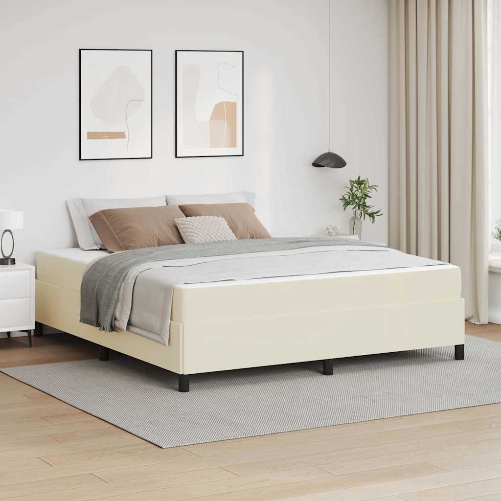 Struttura del letto con materasso Crema 180 x 200 cm Tessuto
