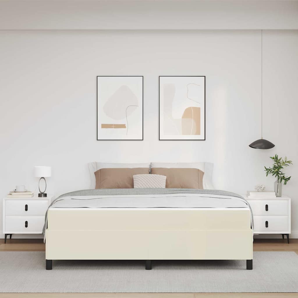 Struttura del letto con materasso Crema 180 x 200 cm Tessuto