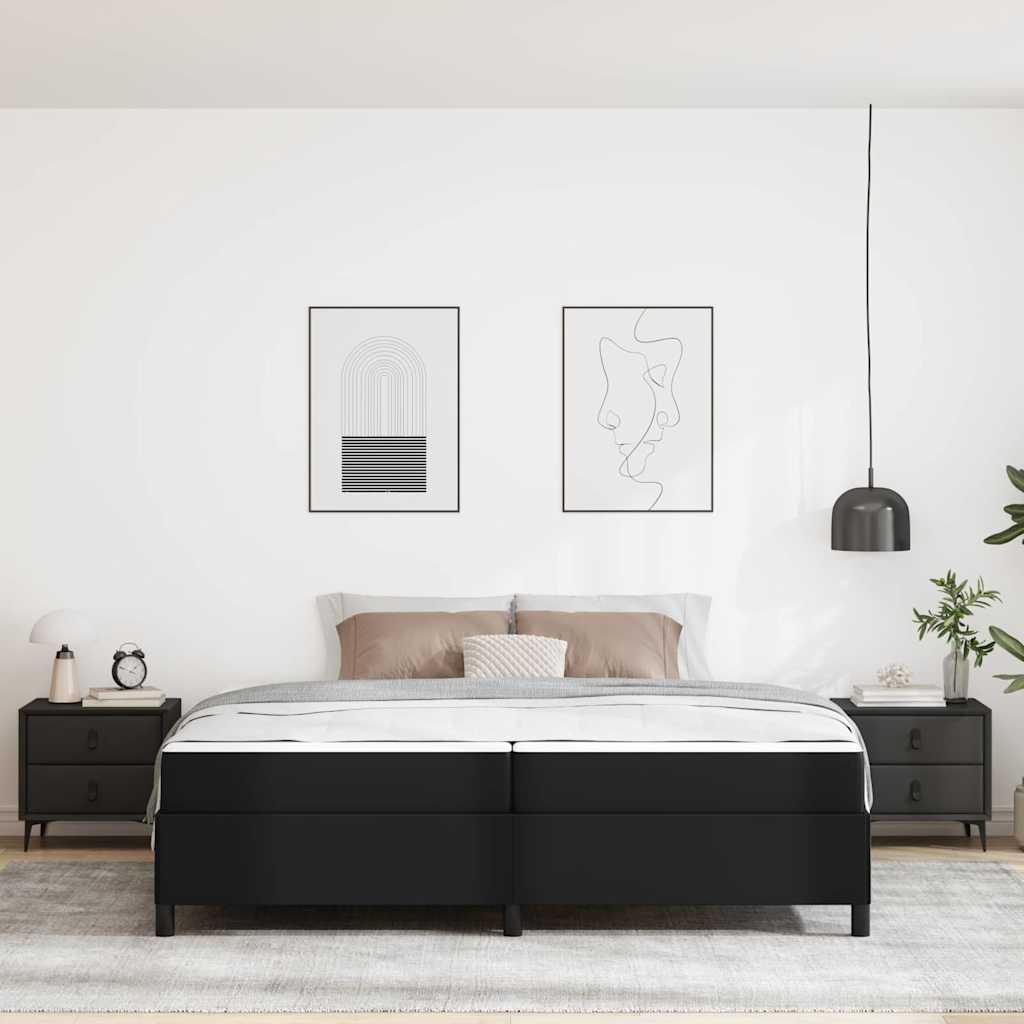 Struttura del letto con materasso Nero 200 x 200 cm Tessuto