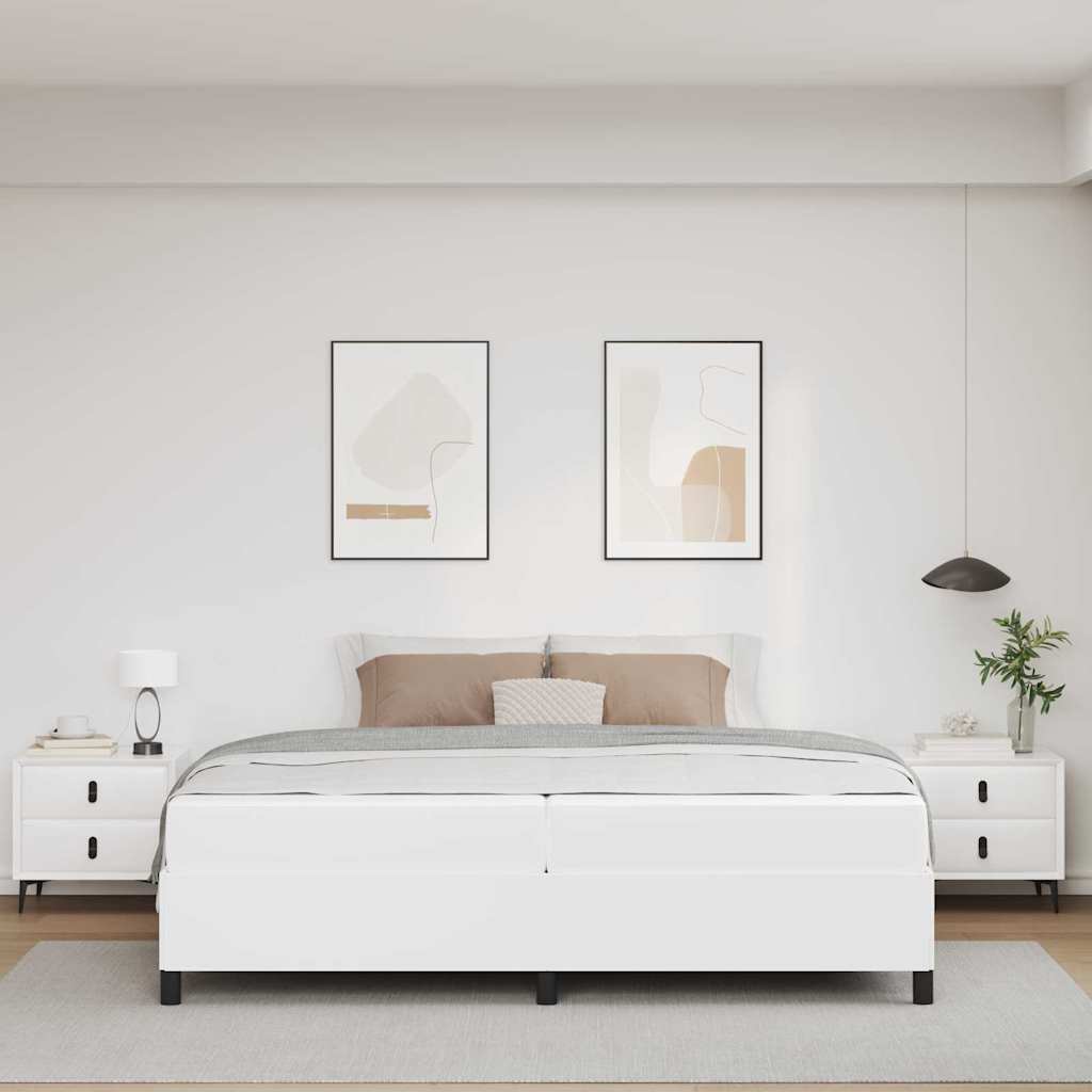 Struttura del letto con materasso Bianco 200 x 200 cm Tessuto