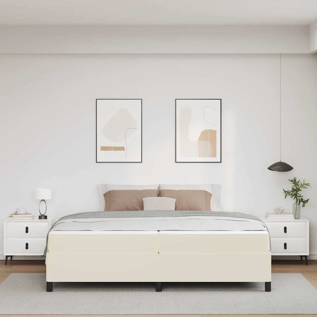 Struttura del letto con materasso Crema 200 x 200 cm Tessuto
