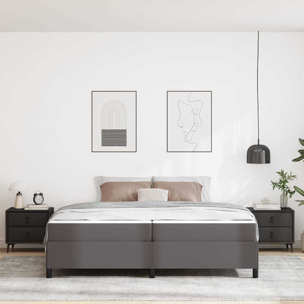 Struttura del letto con materasso Grigio 200 x 200 cm Tessuto