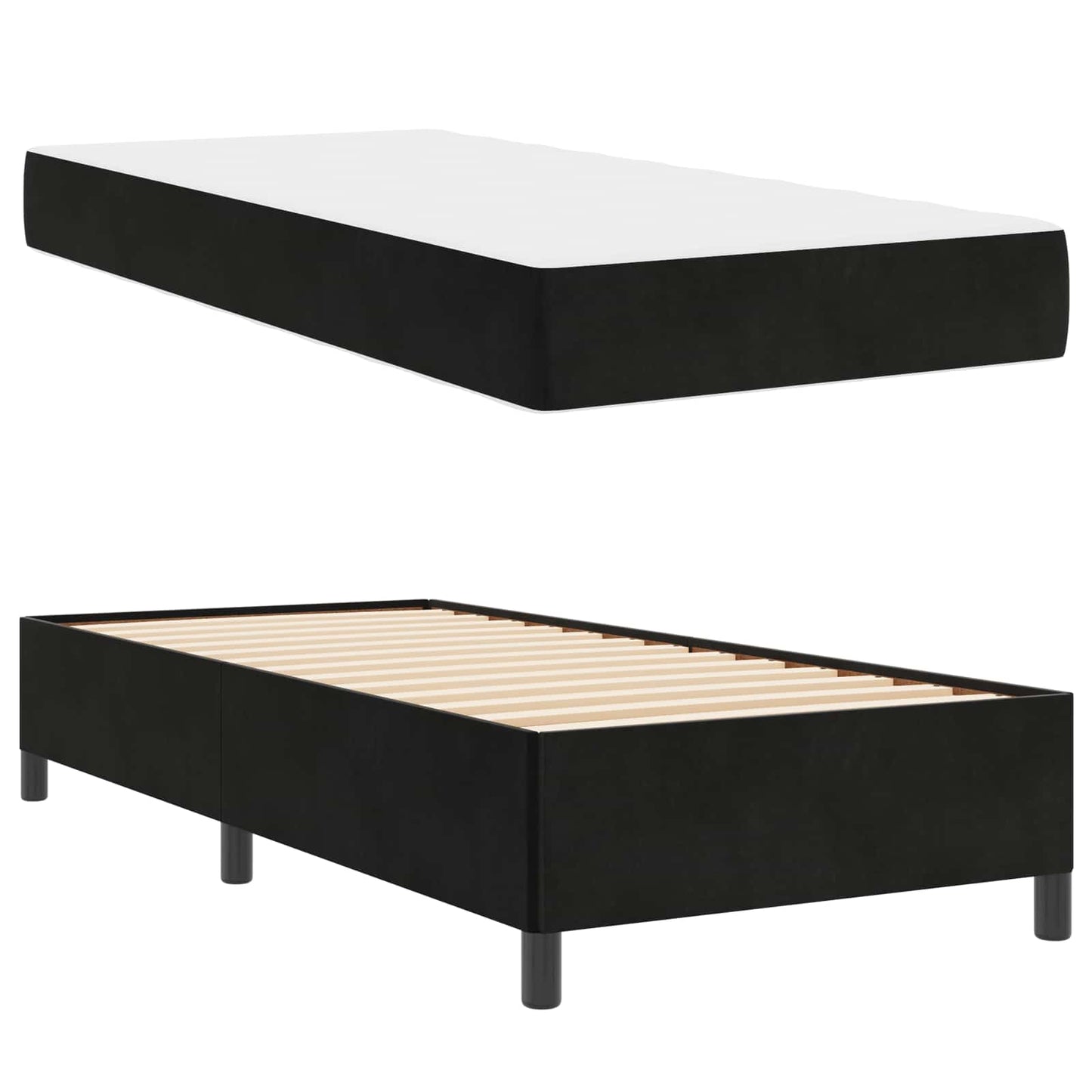 Struttura del letto con materasso Nero 90 x 190 cm Tessuto