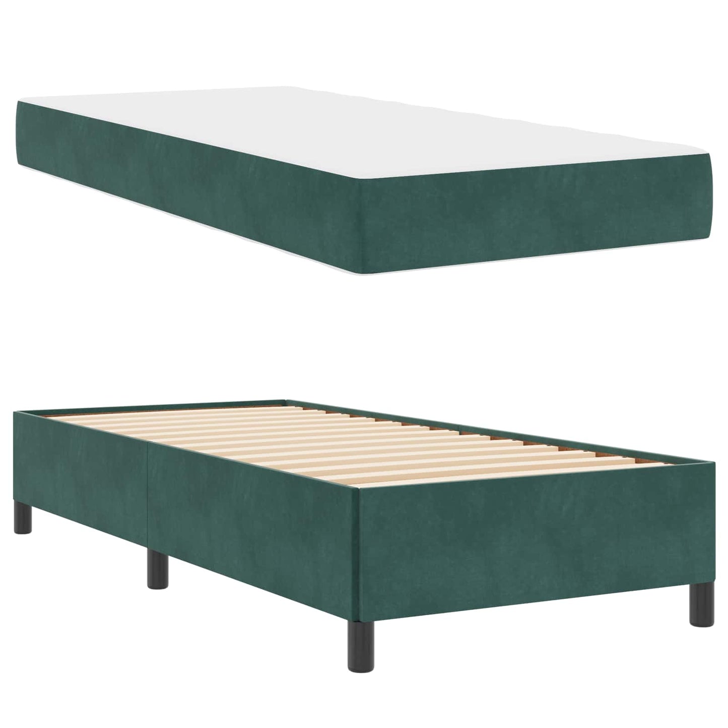 Struttura del letto Verde Scuro 90 x 190 cm Tessuto