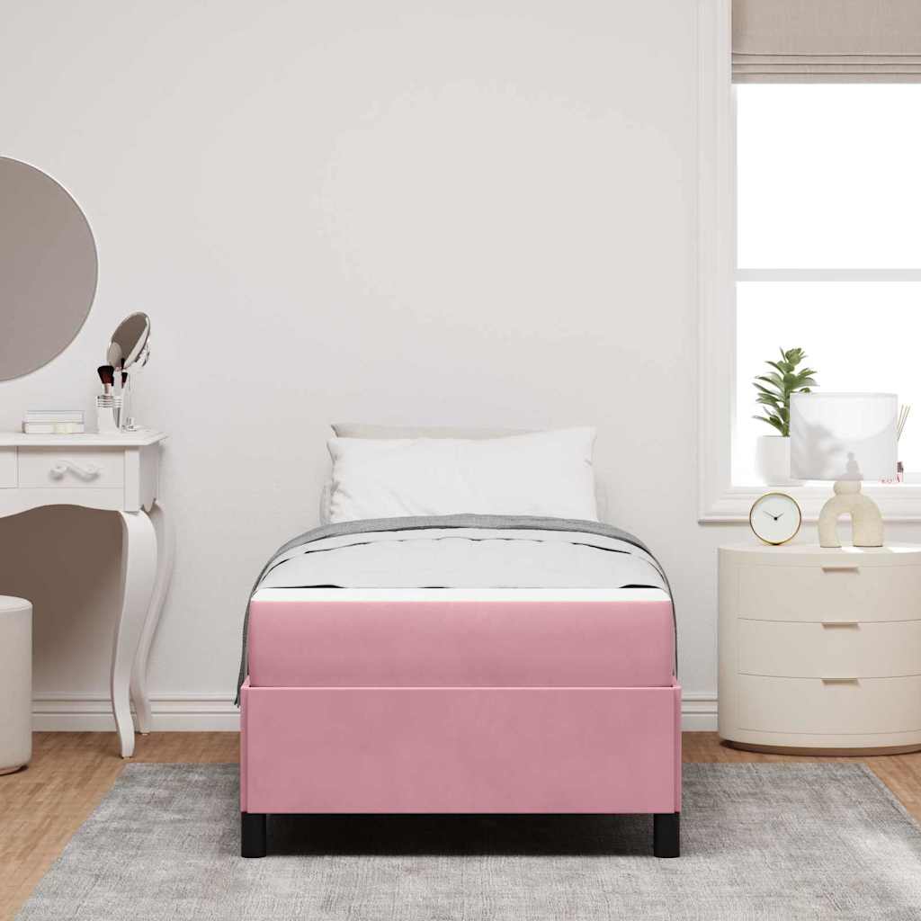 Struttura del letto con materasso Rosa 90 x 200 cm Tessuto