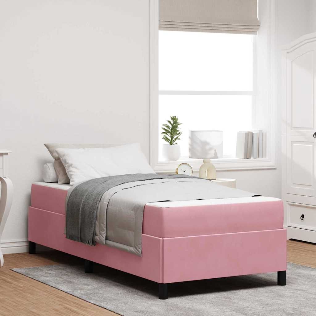 Struttura del letto con materasso Rosa 100 x 200 cm Tessuto