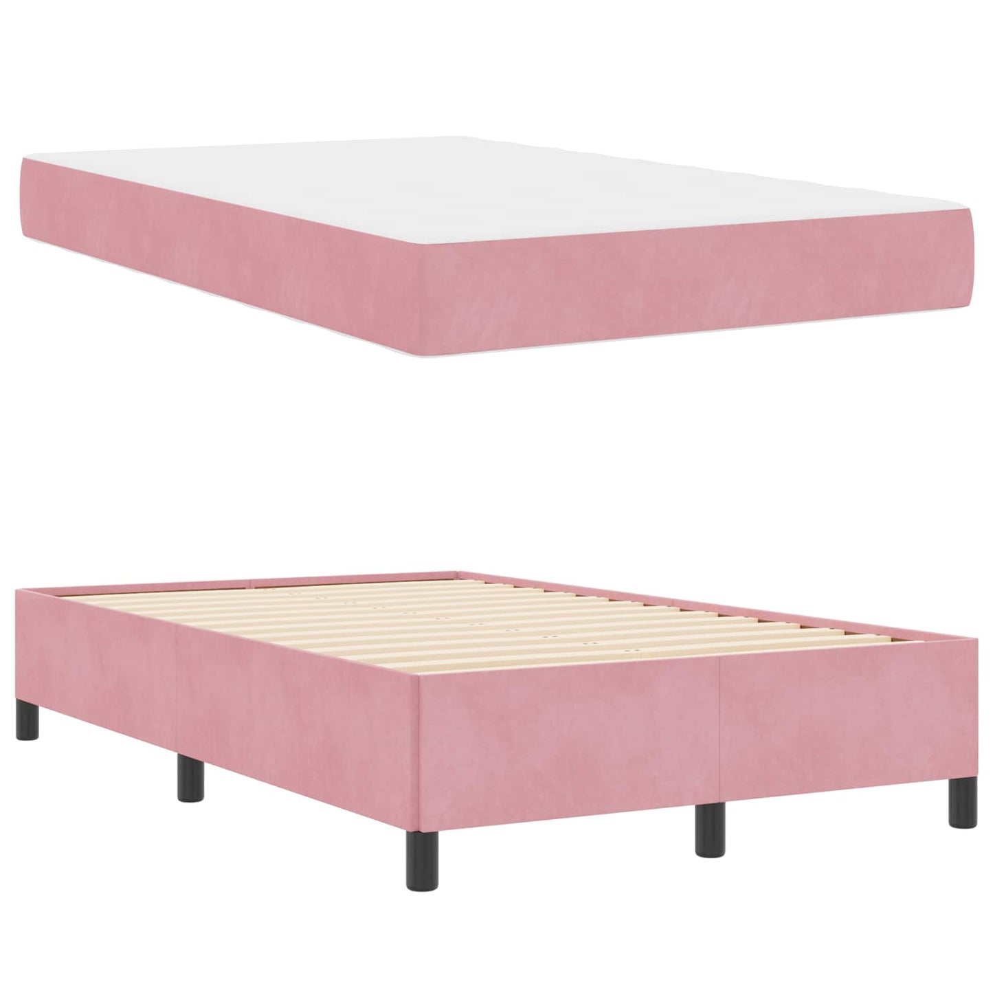 Struttura del letto con materasso Rosa 120 x 200 cm Tessuto