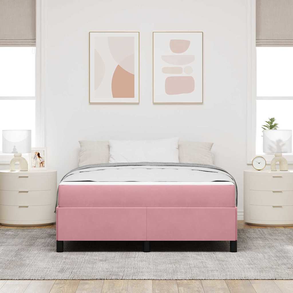 Struttura del letto con materasso Rosa 140 x 190 cm Tessuto