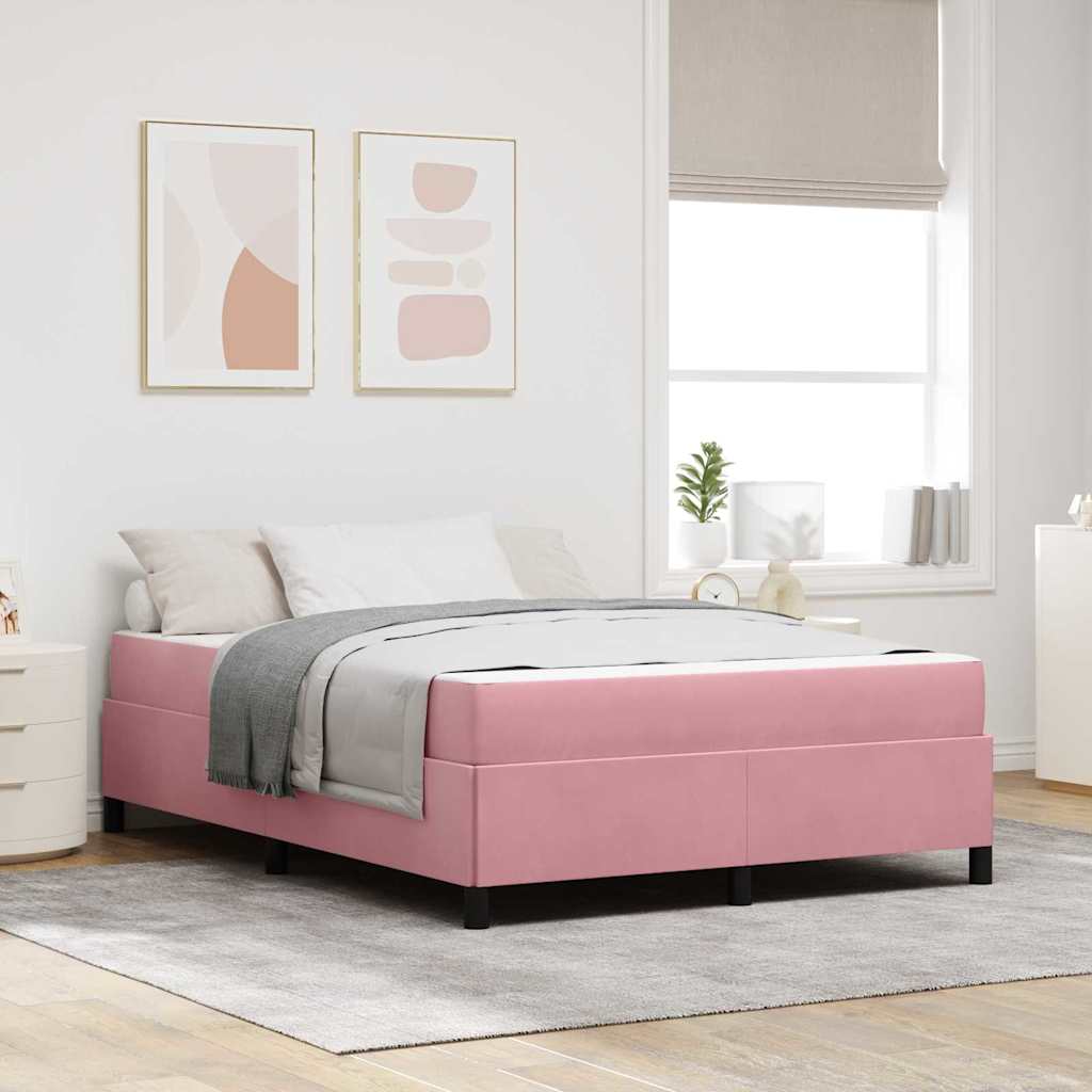 Struttura del letto con materasso Rosa 140 x 200 cm Tessuto