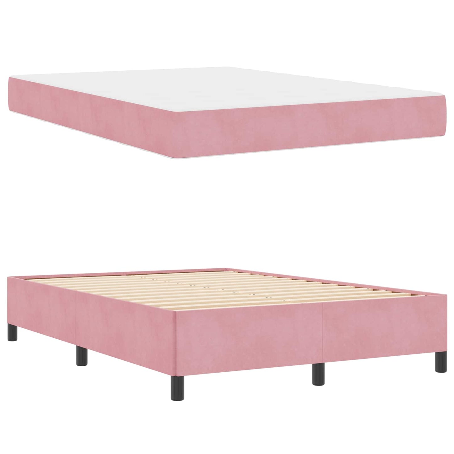 Struttura del letto con materasso Rosa 140 x 200 cm Tessuto