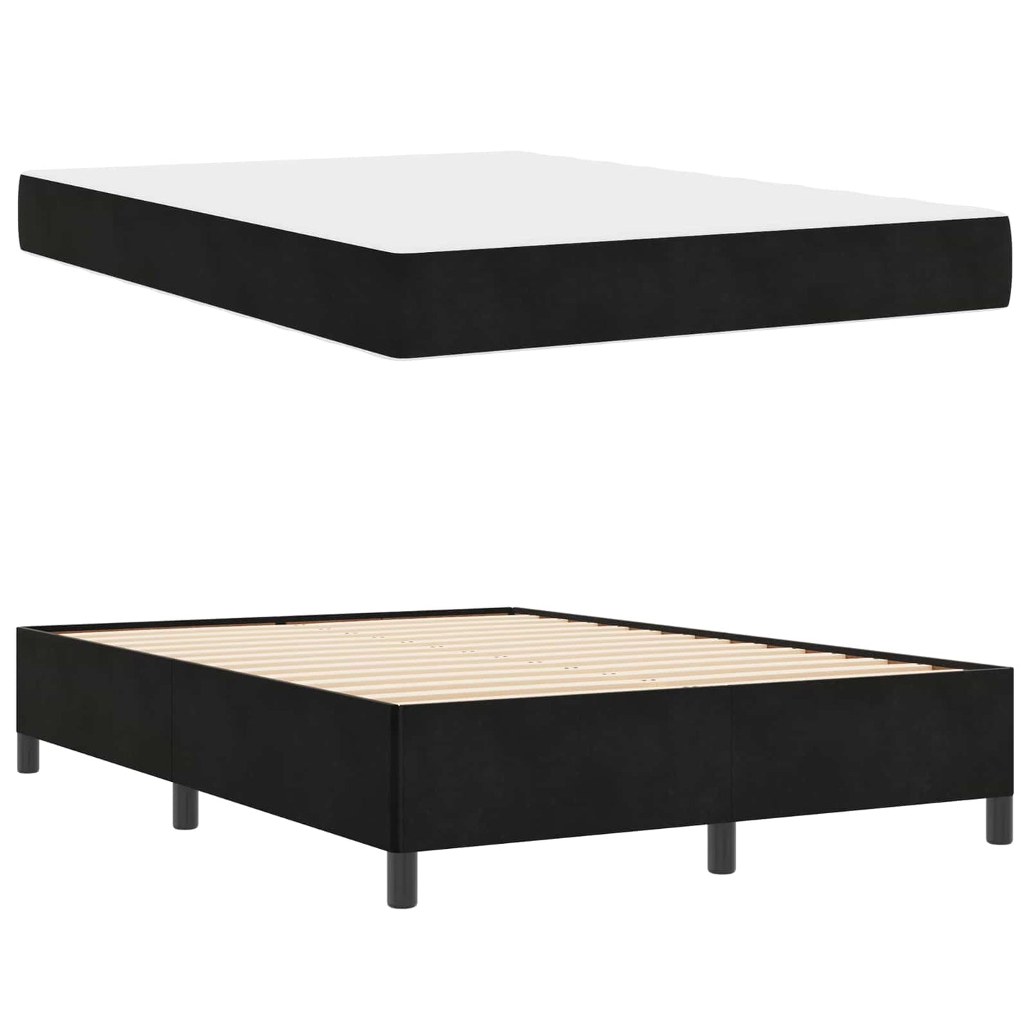 Struttura del letto con materasso Nero 160 x 200 cm Tessuto