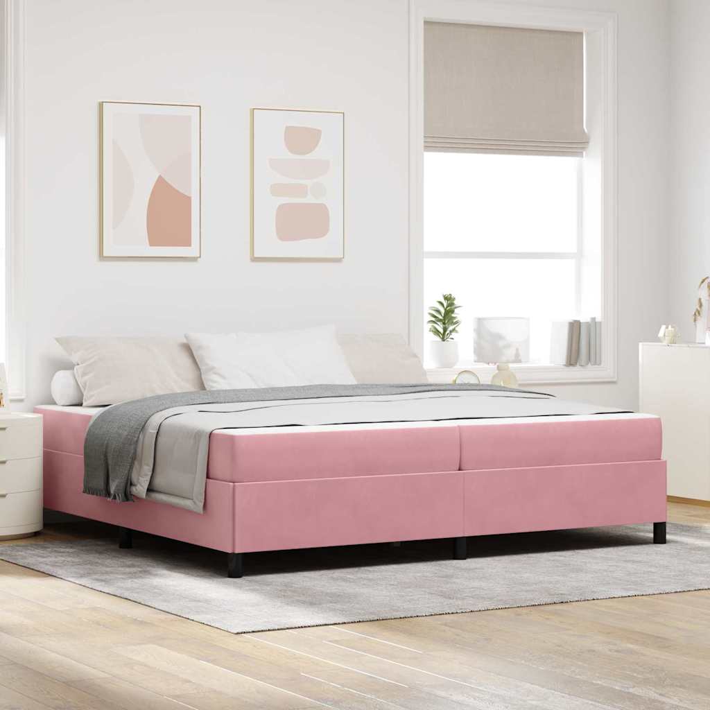 Struttura del letto con materasso Rosa 200 x 200 cm Tessuto