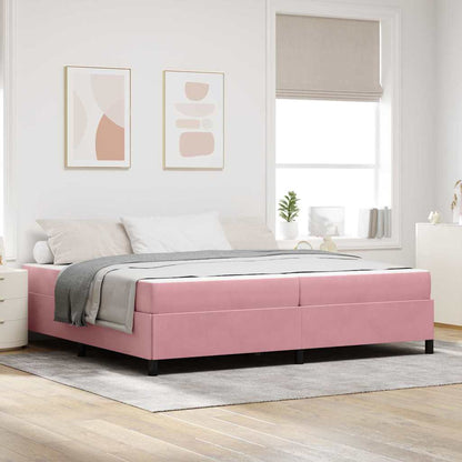 Struttura del letto con materasso Rosa 200 x 200 cm Tessuto