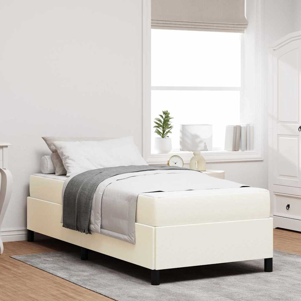 Struttura del letto con materasso Crema 80 x 200 cm Tessuto