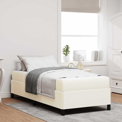 Struttura del letto con materasso Crema 90 x 190 cm Tessuto
