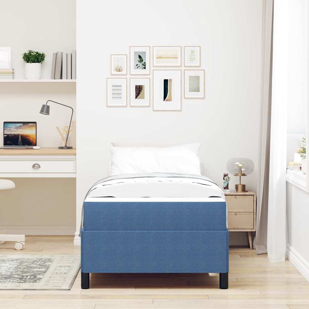 Struttura del letto con materasso Blu 90 x 200 cm Tessuto