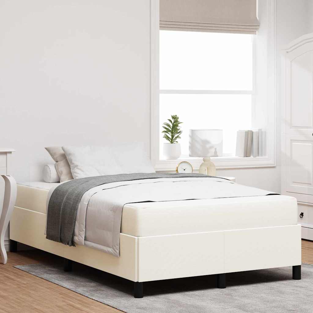Struttura del letto con materasso Crema 120 x 190 cm Tessuto