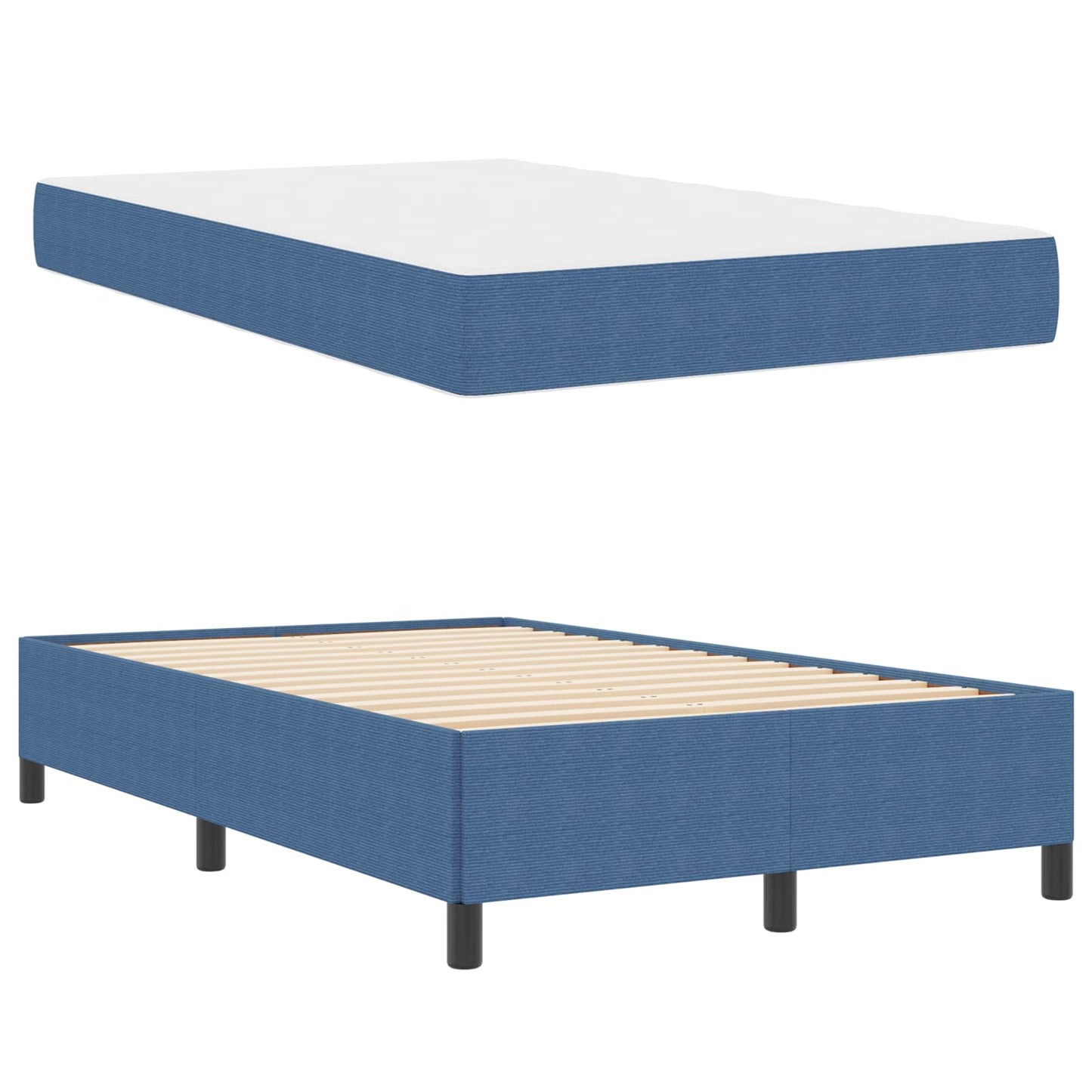 Struttura del letto con materasso Blu 120 x 190 cm Tessuto