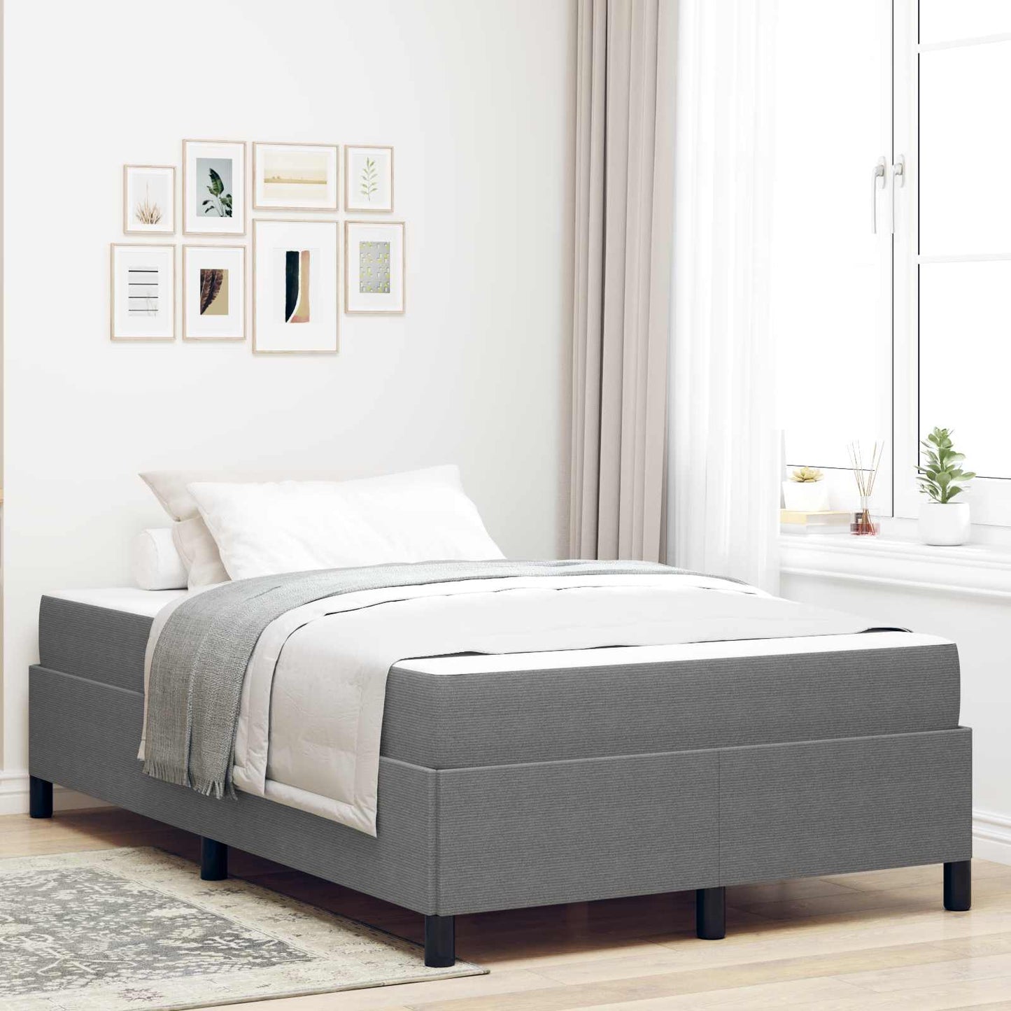 Struttura del letto Grigio chiaro 120 x 200 cm Tessuto