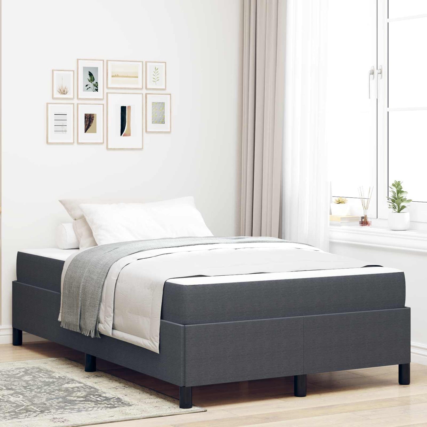 Struttura del letto Grigio scuro 120 x 200 cm Tessuto